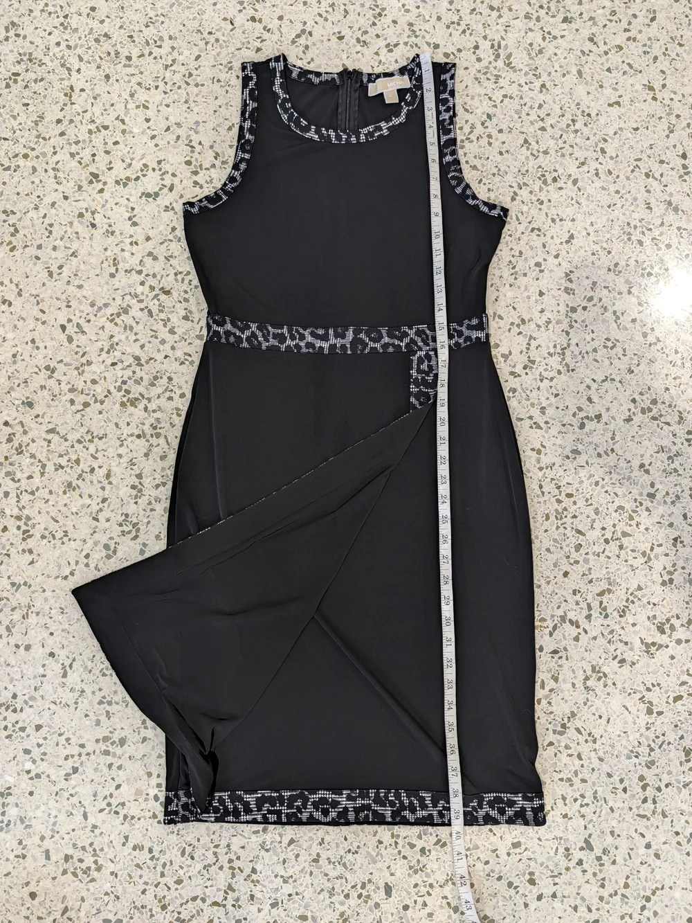 🖤SOLD🖤Michael Kors Black Sleeveless Sheath Dress with Gray Leopard-Print Trim